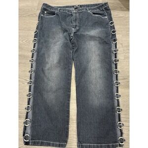 Platinum Plush Open Leg Rhinestone Enhanced Denim Jeans Capris Size 19